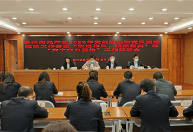 高擎黨旗跟黨走 趕考路上建新功--貴州陽光產(chǎn)權召開2022年黨的建設和黨風廉政建設工作會暨“改進作風、狠抓落實”年“六個大力整治”工作部署會